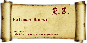Reisman Barna névjegykártya
